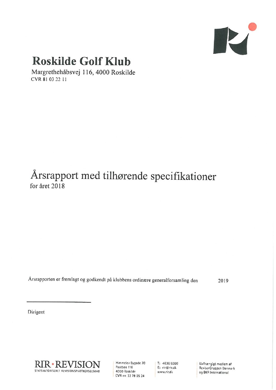 2018 RGK GF Aarsrapport - Roskilde Golf Klub